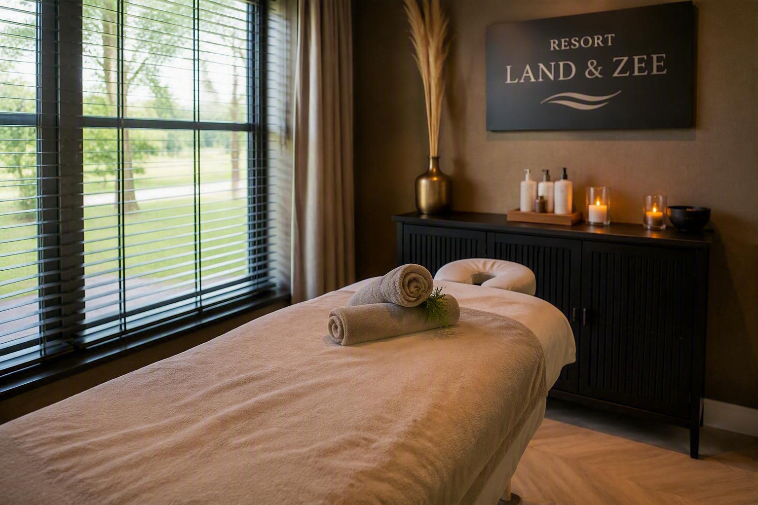 Massagebehandeling en behandelruimte bij Resort Land & Zee